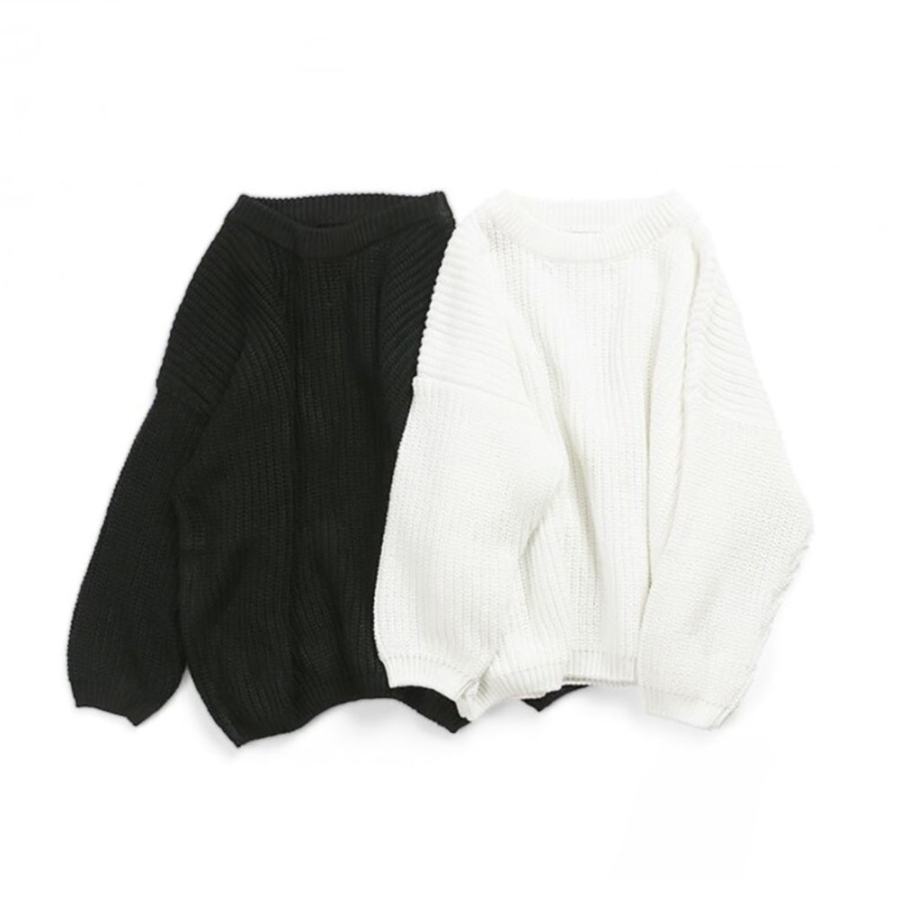 Solid Csul Sweter Sloucy Soft Wool Itted
