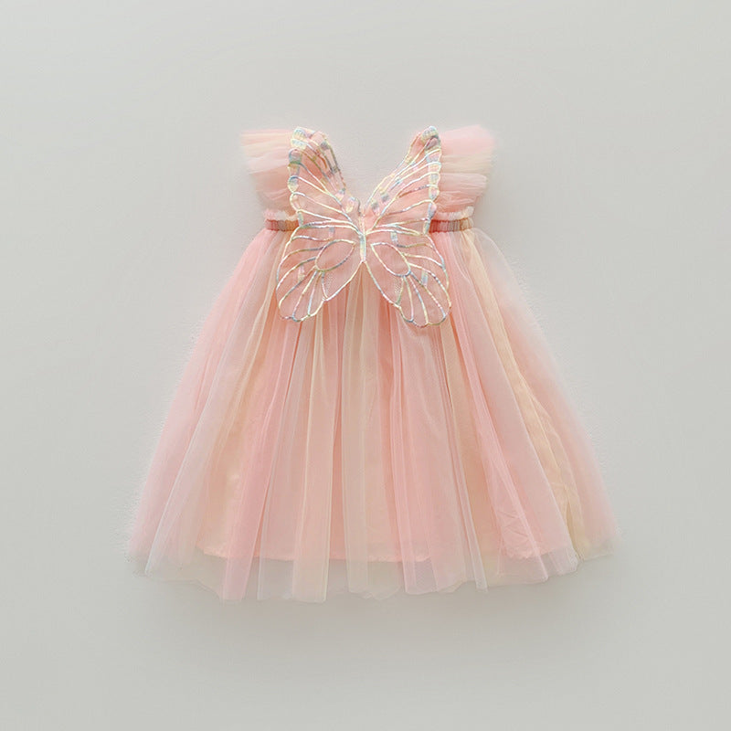 Rainbow Wings Mesh Girl Dress