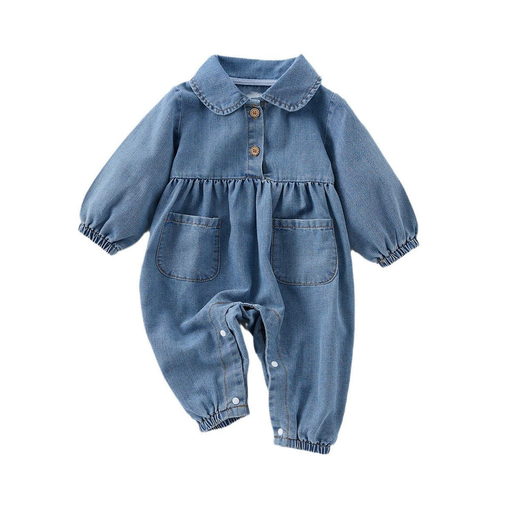 Cute Lapel Denim Rompers Jumpsuit