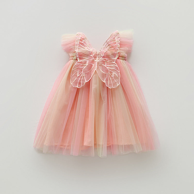 Rainbow Wings Mesh Girl Dress