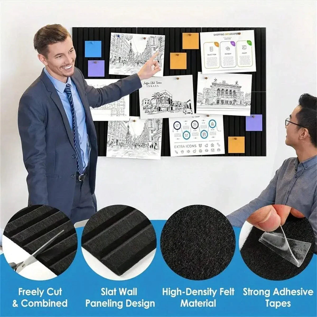 6pcs Office Large Cork Board Alternative Felt Wall Tiles Noise Reducing Felt Board Bulletin Board Pegboard Photo Memo For Home