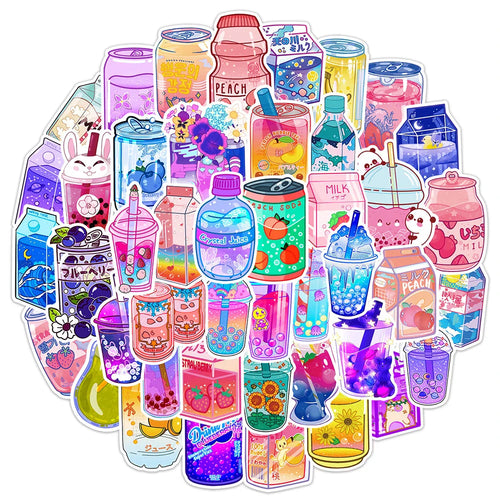 10/30/50PCS INS Cute Drink Aesthetic Stickers Cartoon Decal Scrapbook Laptop Phone Luggage Diary Car Decoration Sticker Kid Toy