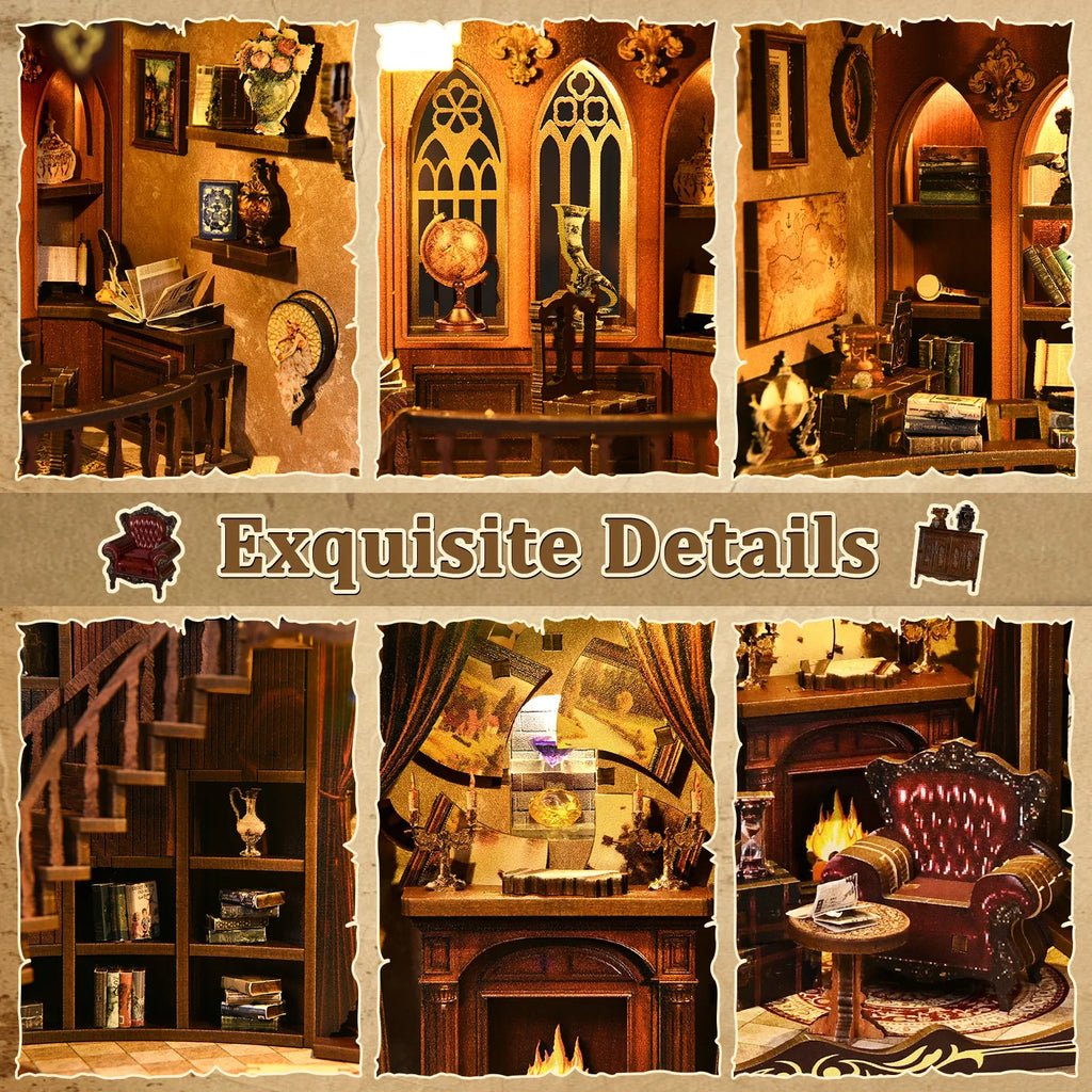 DIY Book Nook Kit - 3D Wooden Ancient Rhyme Library Creative Christmas & Black Friday Gift Miniature Desktop Decor