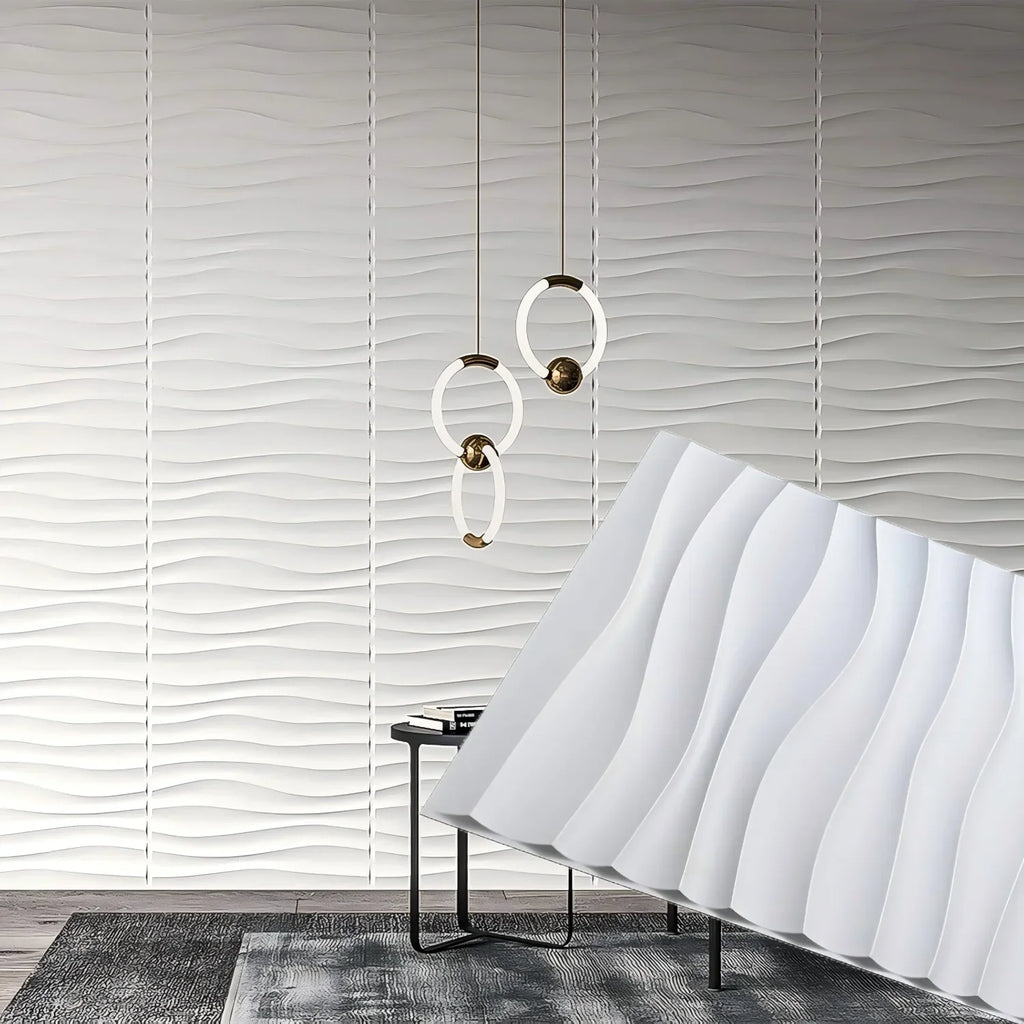 Wall Renovation 3D PVC Wave Board Texture Wall Panel Non-self-adhesive Wall Sticker Art Ceramic Tile Wallpaper Room Bathroom
