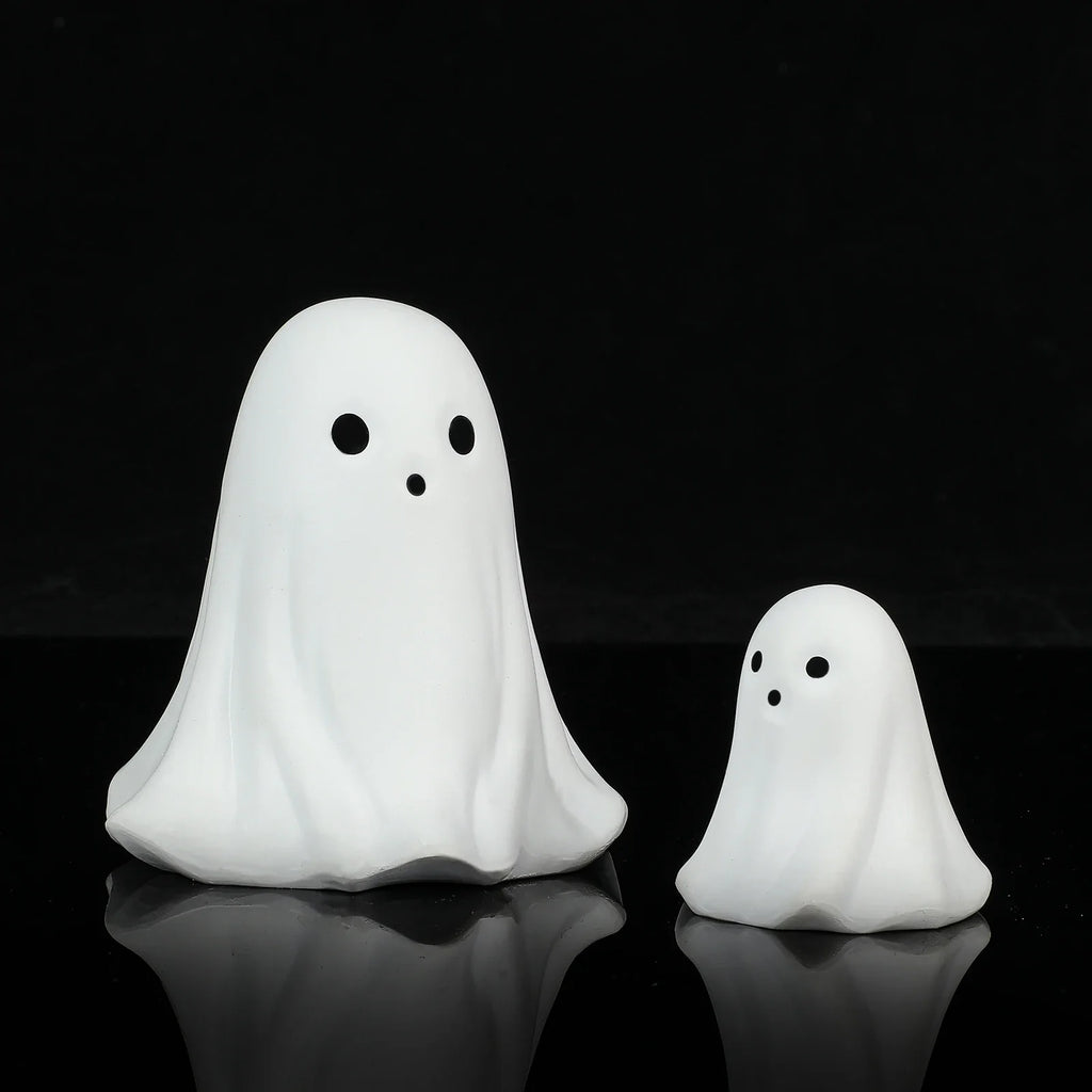 2 Pcs Halloween Decor Indoor-Ghost in Abs Resin Cloche-Cute Ghost for HomeTabletop Party Decor  Holiday Decorations outdoor