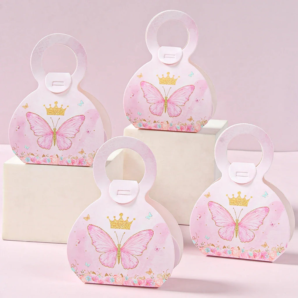 Butterfly Candy Gift Box Pink Purple Butterfly Birthday Party Decorations Kids Wedding Supplies Baby Shower Cookie Biscuit Box