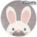 VIKAMA Cartoon Animal Imitation Cashmere Round Carpet Living Room Bedroom Bedside Sofa Decorative Carpet Anti-slip Washable Rug