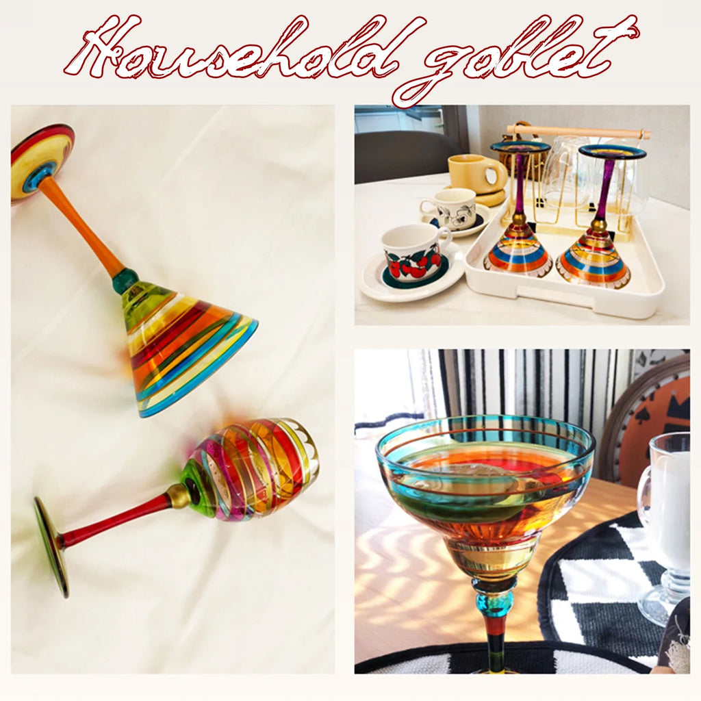 Margarita Cocktail Goblet Cup Multi-Purpose Colorful Wine Glasses for Home Bar Wedding Party