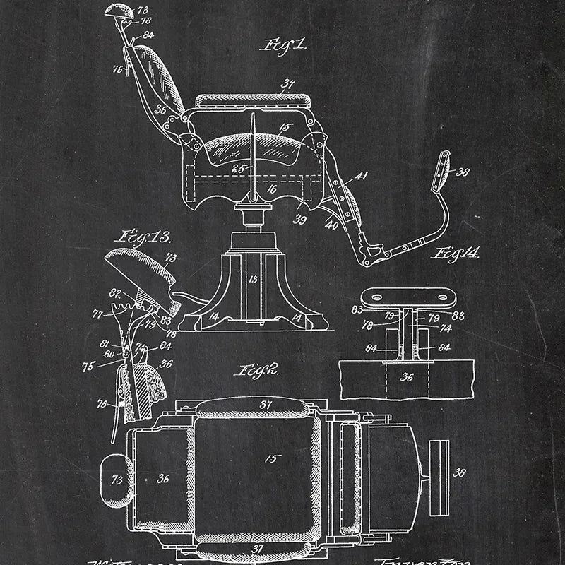 Barber Patent Blueprints Vintage Posters Canvas Prints ,Shaving Brush, Scissors Barber's Pole, Cutthroat Razor Barbershop Decor