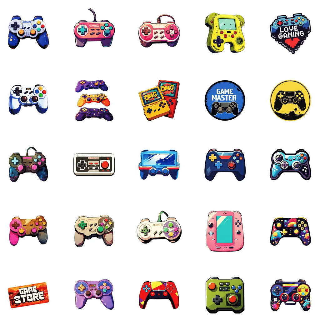 50/100PCS Cartoon Hand Drawn Controller Game Console Graffiti Waterproof Decor Sticker DIY for Laptop Stationery Notebook