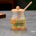 KEMORELA Glass Honeycomb Tank Kitchen Tools Honey Storage Container with Dipper and Lid Honey Bottle for Wedding Party Dining