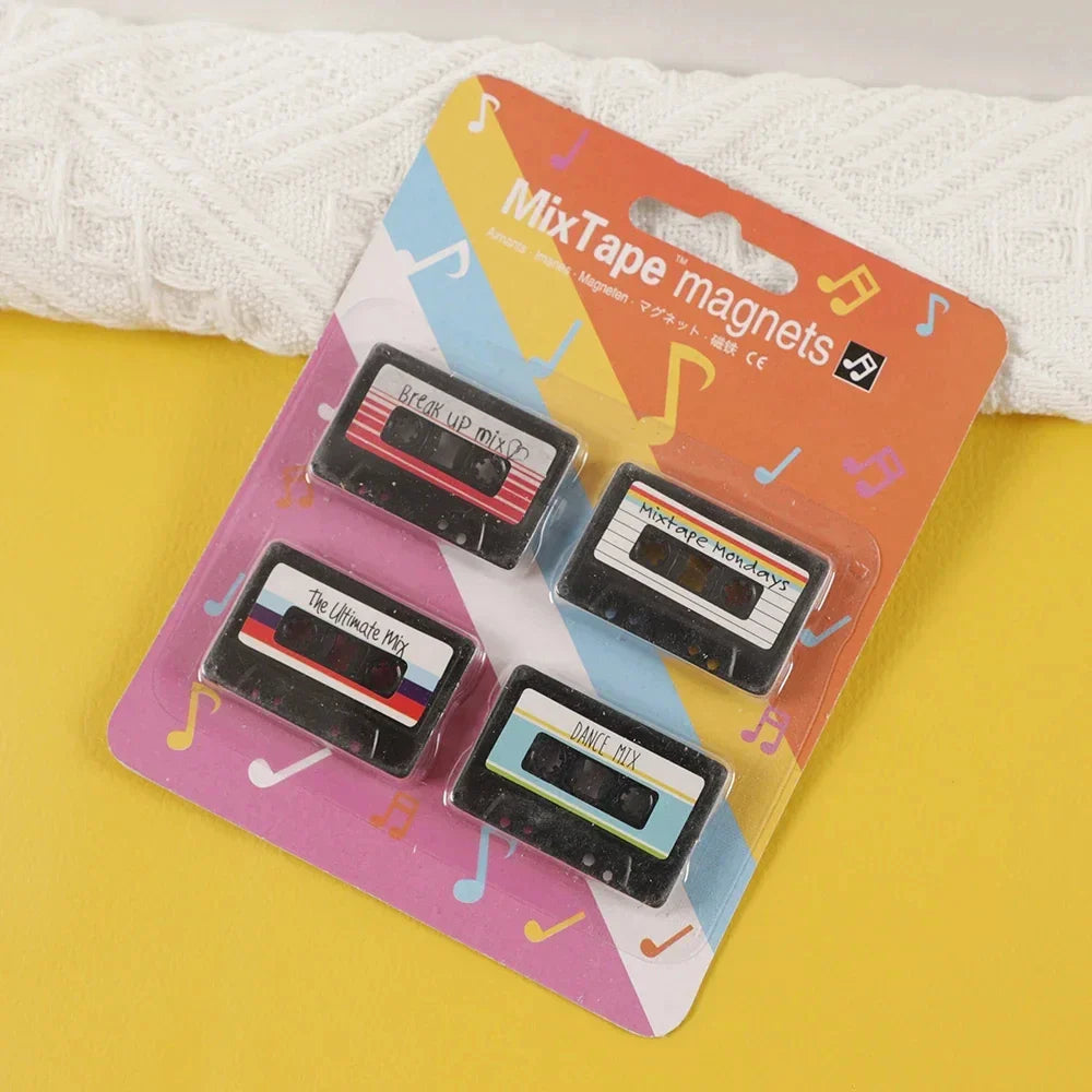 4Pcs Vintage Creative Gramophone Record Fridge Magnet Message Board Reminder Refrigerator Sticker for Home Kitchen Decoration