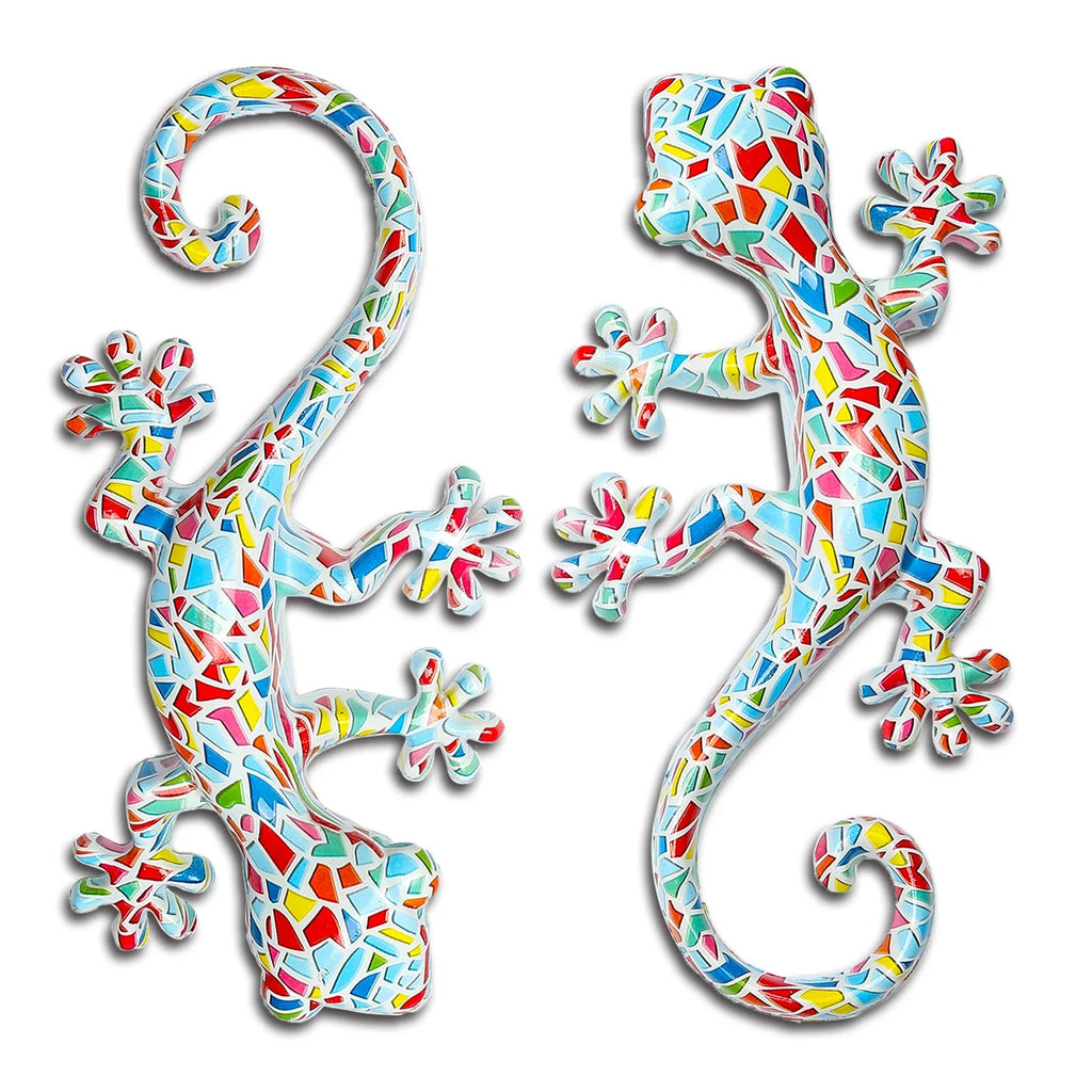 Garden Decor Statue Resin Gecko Wall Art Decor, Water Transfer Figurines Lizard Outdoor Hanging Decorations For Home Decor