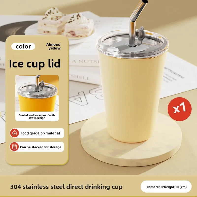 304 Stainless Steel lce cup 6 Color Options Coffee cup Leak - Proof Double use Direct Drink & Straw  Food Grade Stackable