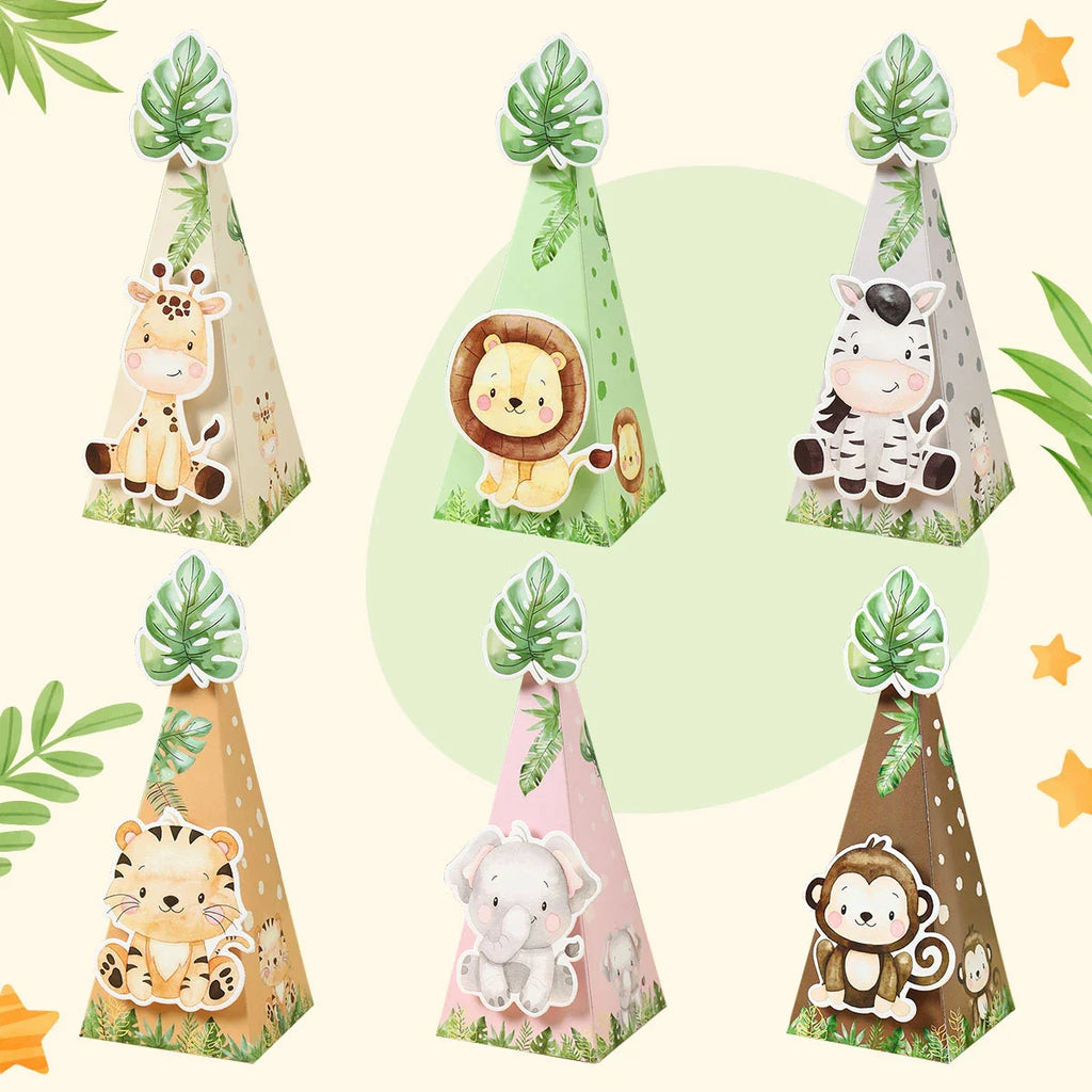 Jungle Animals Box Candy Box Happy Birthday Party Decoration Kids Safari Animal Wild One 1st Birthday Decor Kids Baby Shower