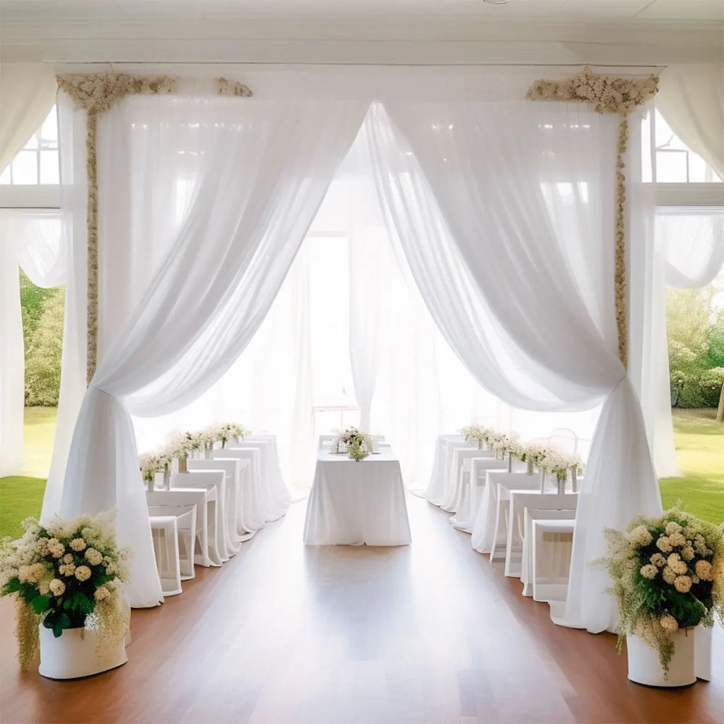 White Wedding Decoration Tulle Roll Crystal Organza Sheer Fabric For Wedding Birthday Party Backdrop Weeding Chair Sashes Decor