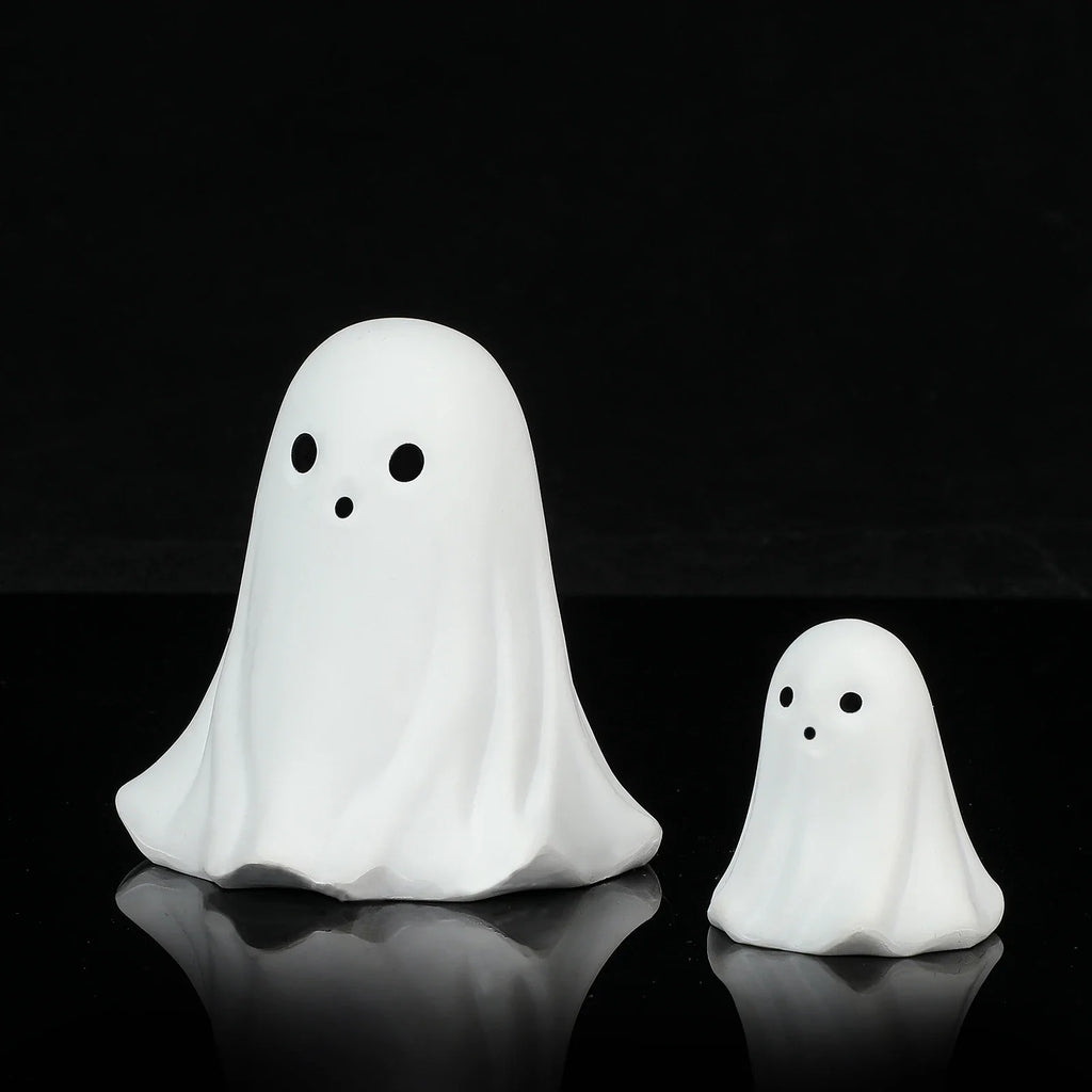2 Pcs Halloween Decor Indoor-Ghost in Abs Resin Cloche-Cute Ghost for HomeTabletop Party Decor  Holiday Decorations outdoor