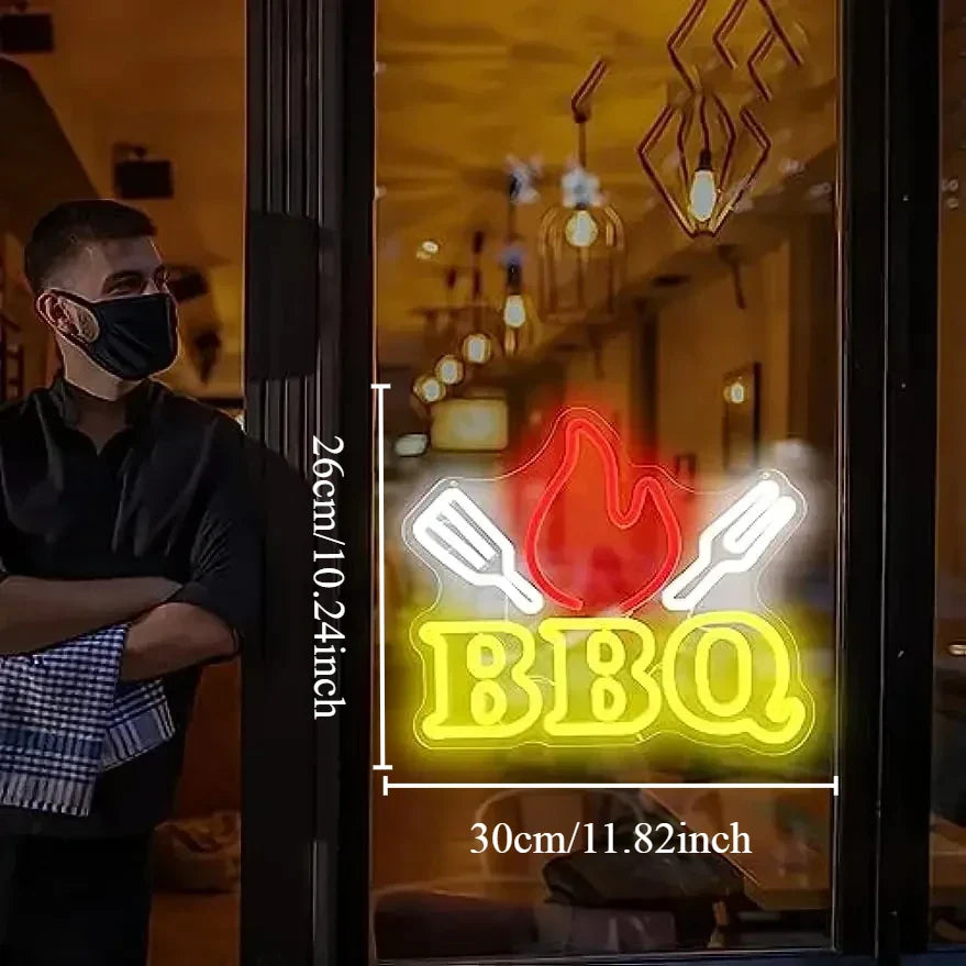BBQ Neon Light Sign LED Neon Sign for Wall Decor Barbecue Shops Wall Decor Restaurants Parties Inviting Ambiance Creator Decor