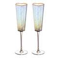 Fashion Golden Rimmed Heart Shaped Glass Goblet Durable Wine Drinking Glass For Home Party Club