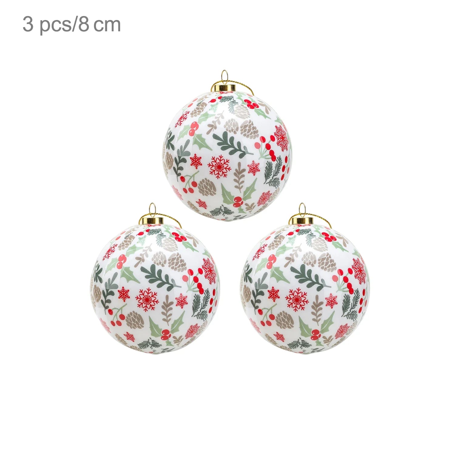 3pcs 8cm Christmas Balls Original Gifts Christmas Decoration 2024 Christmas Tree Decorations Gift Decoration Pendants Baubles