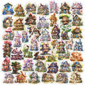 10/30/50pcs Retro Cute Flower House Aesthetic Stickers Kawaii Decals DIY Notebook Laptop Suitcase Phone Funny Decoration Sticker