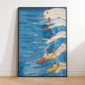 Modern Chilled Surfing Blue Waves Wall Art Prints Canvas Painting Poster Picture For Living Room Bedroom Waterproof Home Decor