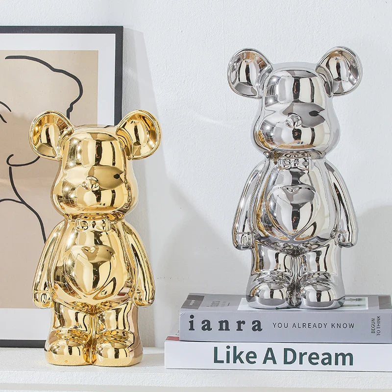 17/27/cm Aesthetic Bear brick Ceramic Staute Teddy Bear decor action figure Sculptures Ornament for room Home Decoration Crafts