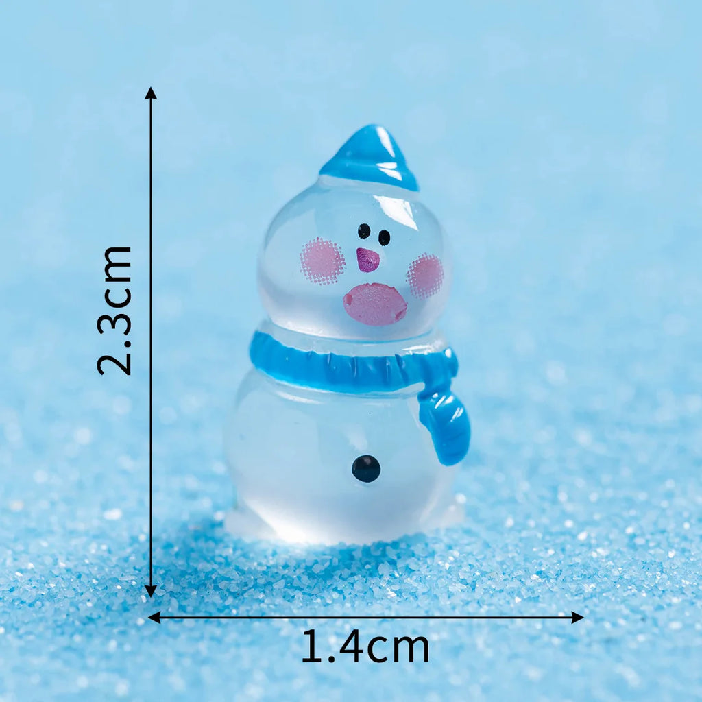 10/50 Luminous Gift Box Snowman Terrarium Dollhouse Fairy Garden Figures Micro Landscape Ornaments Figurines Christmas Miniature