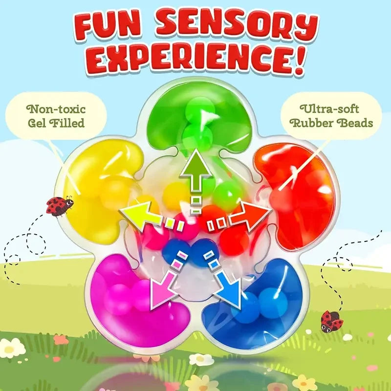 1Pc Color Sorting Sensory Squeeze Toy Vibrant Multi-Color PVC Beads for Youngsters Soft Pinch Pop Fidget Toys Games Party Gifts
