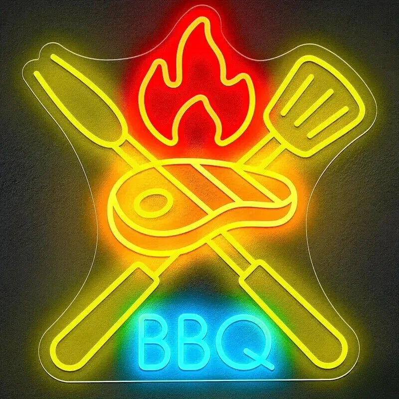 BBQ Neon Light Sign LED Neon Sign for Wall Decor Barbecue Shops Wall Decor Restaurants Parties Inviting Ambiance Creator Decor