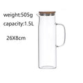 New 1000ML/1500ML Thickened Glass Kettle Bamboo Lid With Filter Cover, Can Be Added To The Kettle For Juice And Coffee