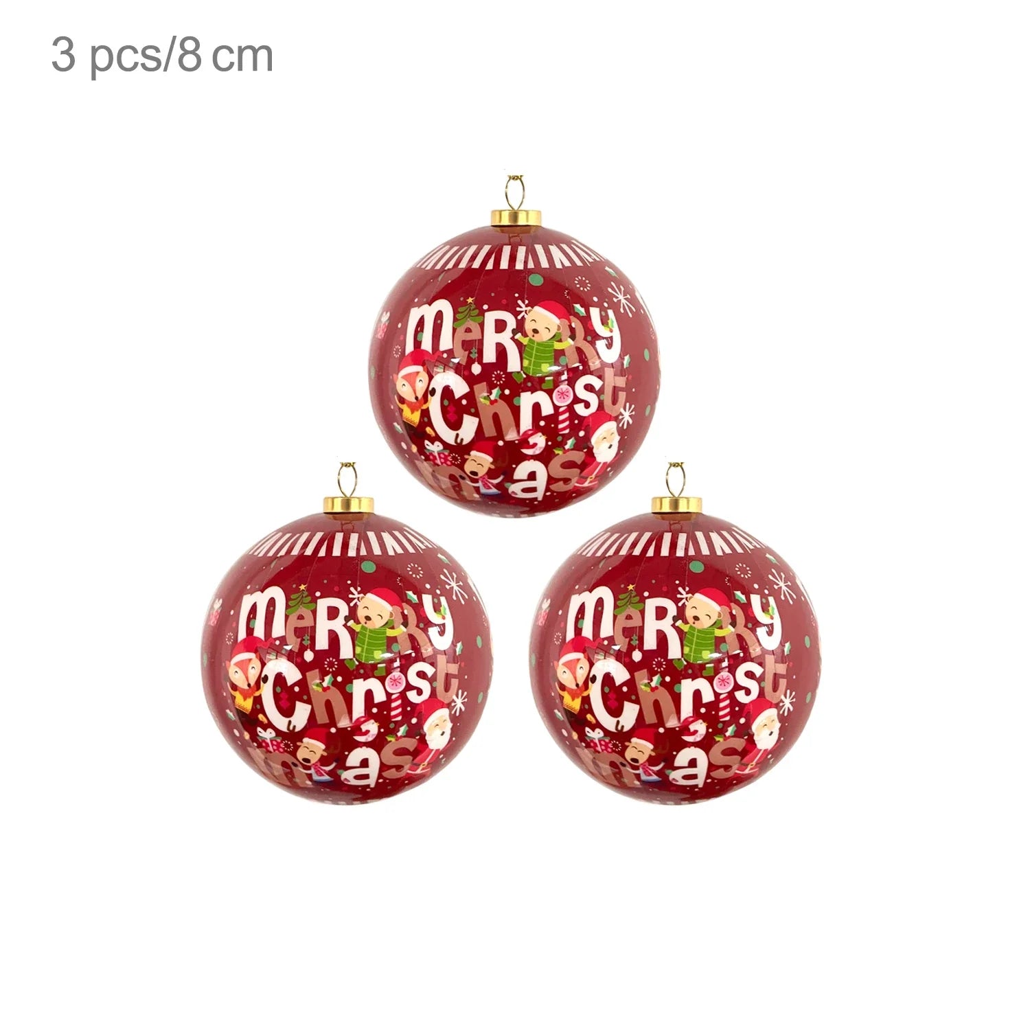 3pcs 8cm Christmas Balls Original Gifts Christmas Decoration 2024 Christmas Tree Decorations Gift Decoration Pendants Baubles