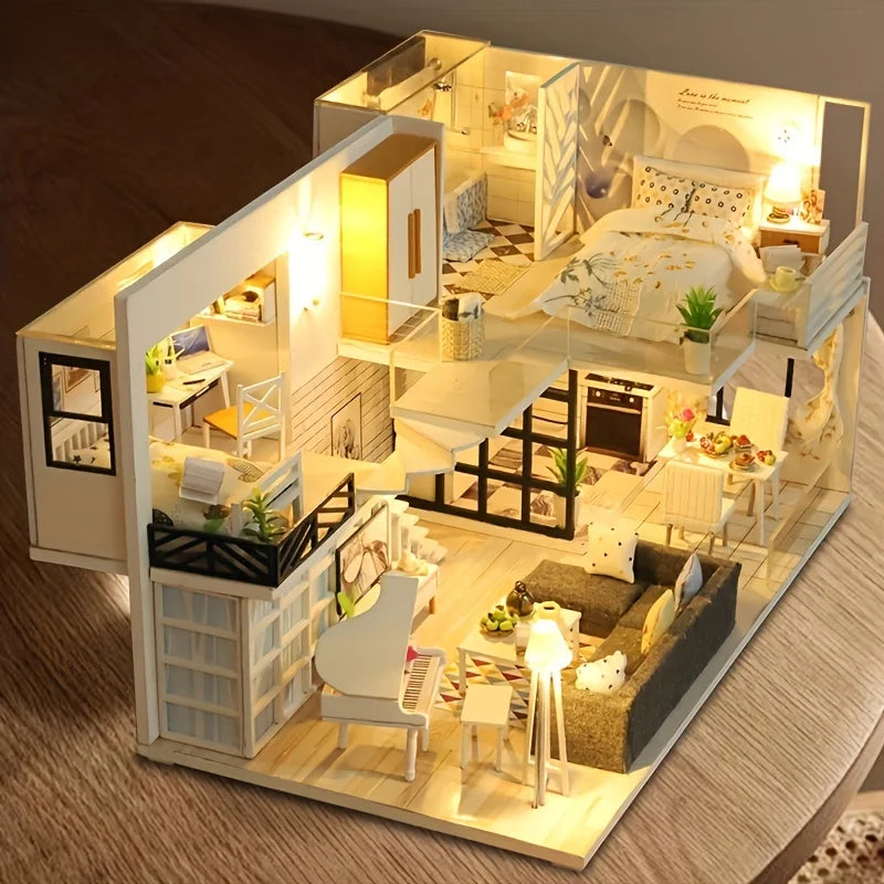 1pc,Diy Wooden Doll House,Assembly Model Kit,3d Puzzle, Birthday Christmas Gifts for teenagers and adults,Home Decor Micro Model