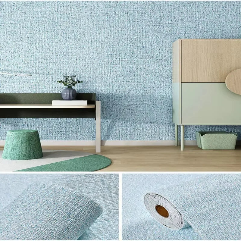 2.8/10m 3D Thicken self-adhesive wallpaper linen plain Diatom Mud wall stickers color decor renovation anti-collision Home Decor