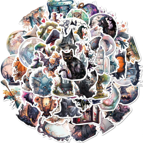 10/30/50PCS Cool Magic Witch Gothic Cartoon Stickers Aesthetic Anime Decals Skateboard Phone Laptop Suitcase Decorative Sticker