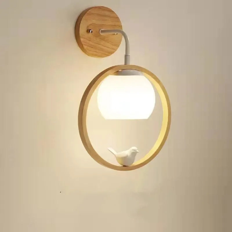 Japanese Style Wooden Pendant Light Bedroom Bedside Kitchen Bar Hanglamp Resin Bird Decoration Stair Porch Lamp Drop Shipping