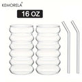 500ML 1/2/4PCS Wave Shape Beverage Glasses With Straws Vintage Glass Cups Ripple Drinking Glasses for Wine Champagne Cocktail