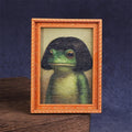 1Pc Mini Wooden Photo Frame Frog Fridge Magnet Funny Green Frog & Haircut Modern Kitchen Decor Durable Refrigerator Ornament