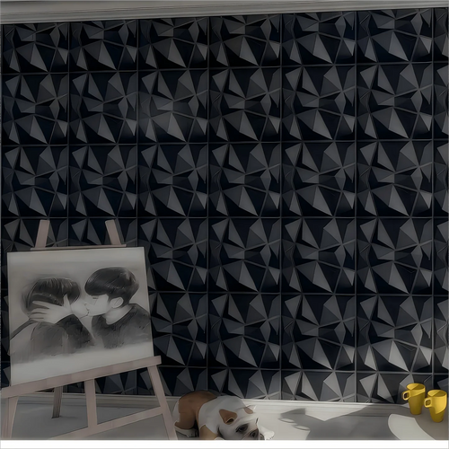 12 Pcs 50x50cm 3D Wallpanel PVC DIY Home Decoration Wallboard For Indoor Wall Living Room TV Decoration Stereo Wall Sticker
