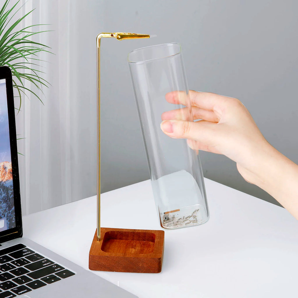 Glass Incense Holder Wooden Incense Holder for Sticks with Glass Ash Catcher Anti-Ash Flying Incense Burner for Yoga Home Decor