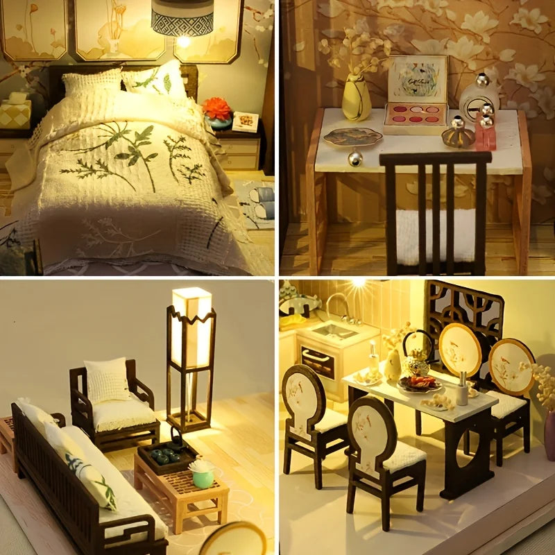 1pc,Diy Wooden Doll House,Assembly Model Kit,3d Puzzle, Birthday Christmas Gifts for teenagers and adults,Home Decor Micro Model