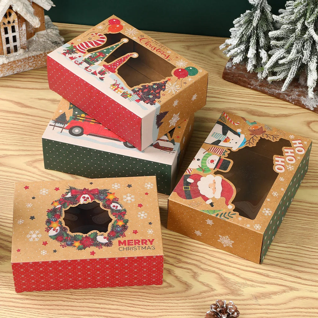 Christmas Candy Box Dessert box Cake Box Window Cookie Box Gingerbread Box Merry Christmas decoration for home 2024 Navidad