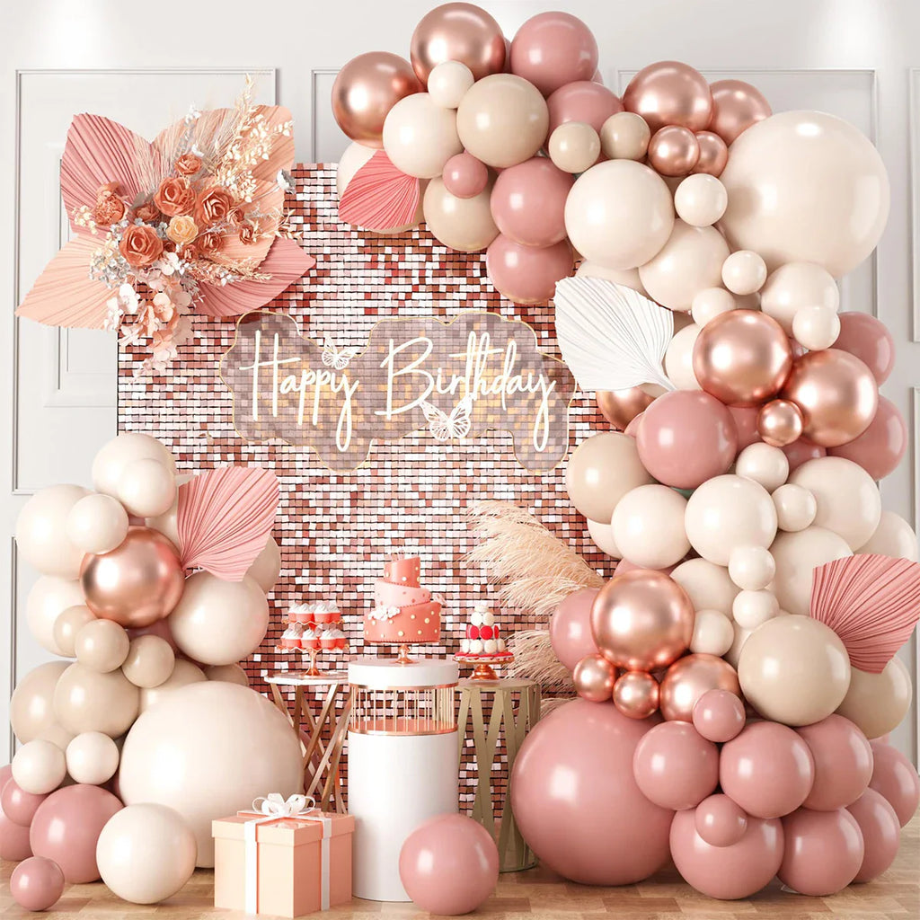 Retro Pink Pastel Macaron Balloons Garland Arch Kit Wedding Birthday Party Decoration Girls Baby Shower Rose Gold Ballon Chain