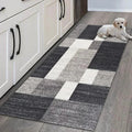 Non Slip Easy Clean Modern Geometric Patchwork Theme Runner Mat Minimalist Pattern Rug for Kitchen Hallway Home Decor