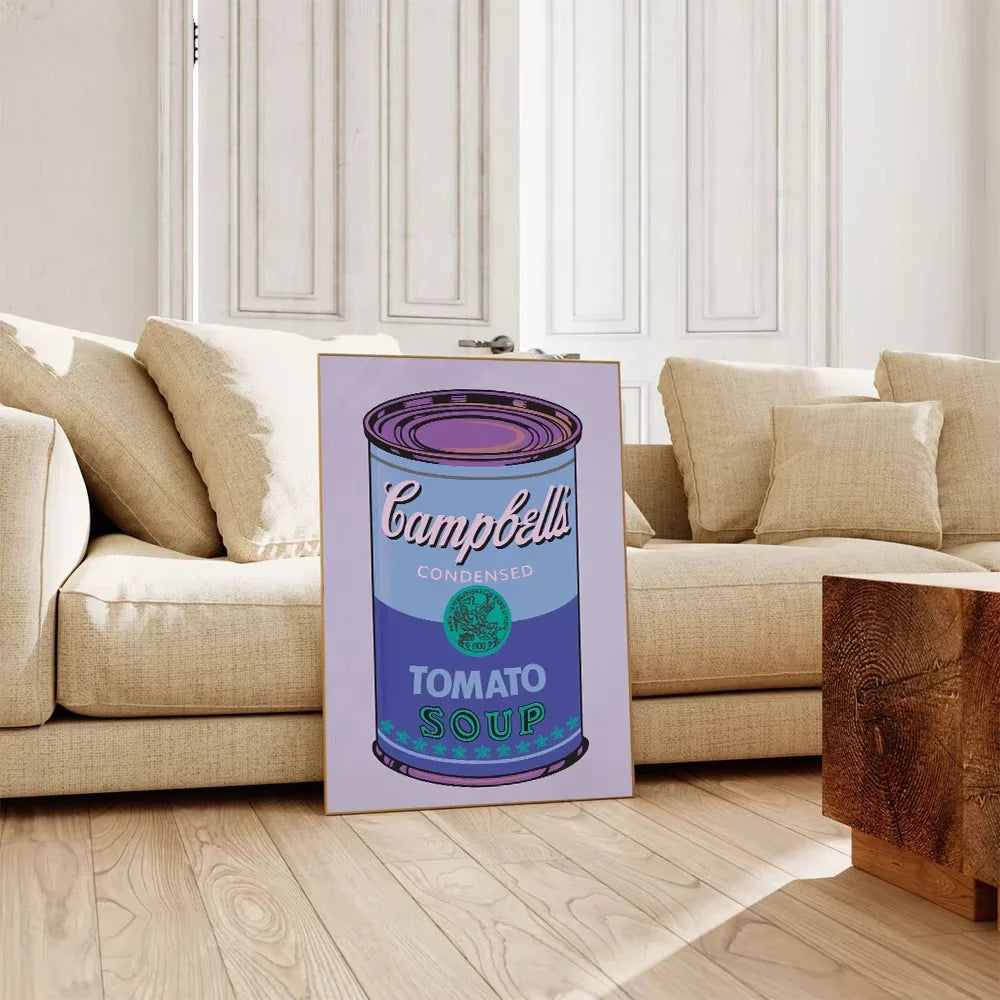 Andy Warhol Pop Art Tomato Soup Poster Canvas Painting Vintage Kitchen Art Aesthetic Decor Home Room Wall Decoration Retro Decor
