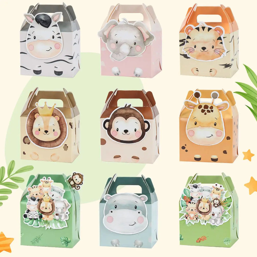Jungle Animals Box Candy Box Happy Birthday Party Decoration Kids Safari Animal Wild One 1st Birthday Decor Kids Baby Shower