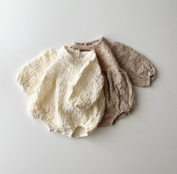 Japanese Spring New Baby Knitted Crepe Long-sleeved One-piece Romper