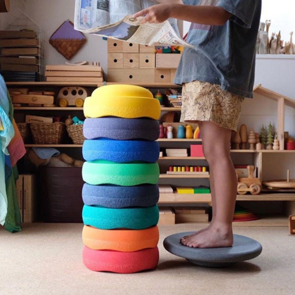 Rainbow River Crossing Stone Children's Balance Training Puzzle Toy