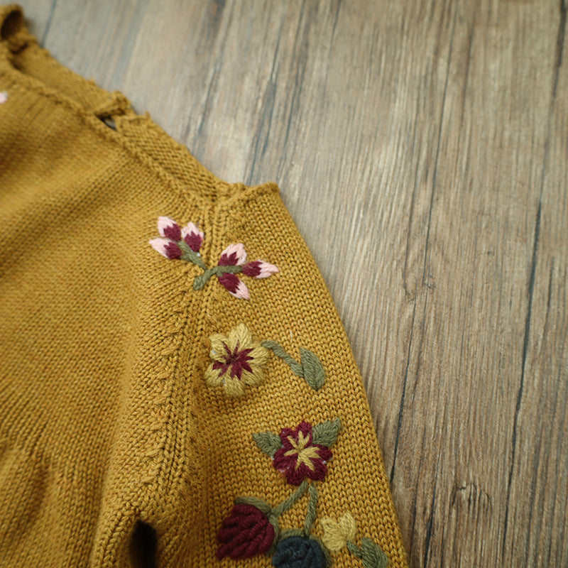 Baby Embroidery Long Sleeve Butt Wrap Clothes Wool