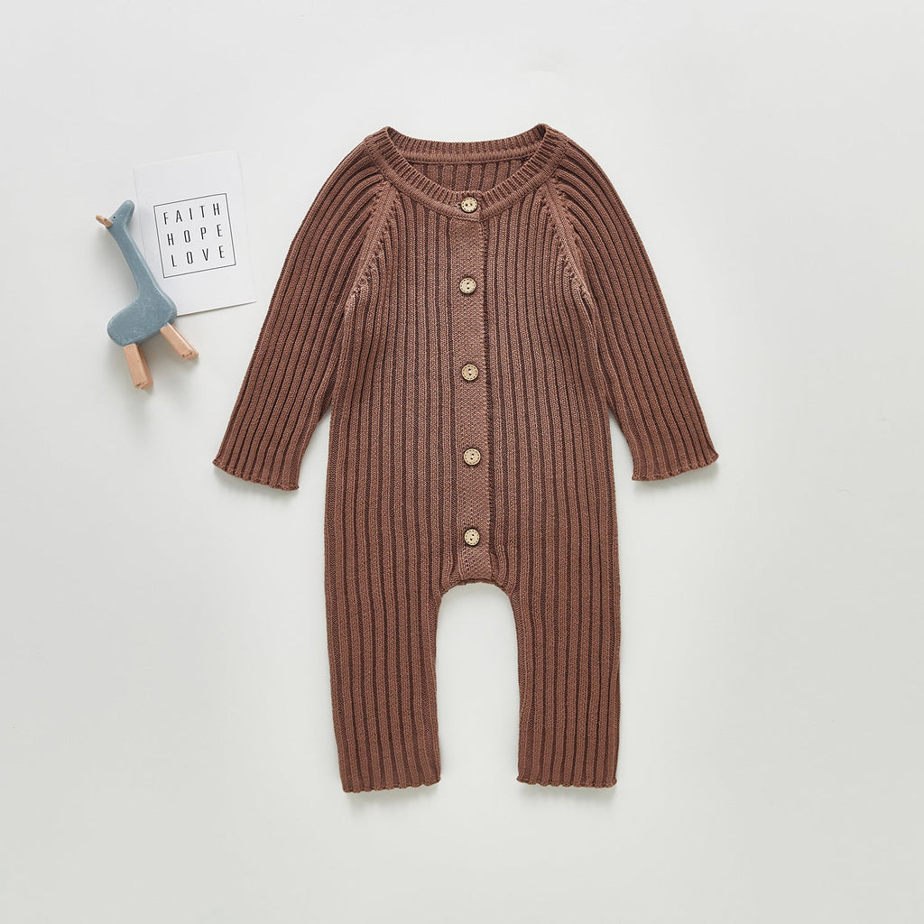 Spring And Autumn Baby Long-sleeved Knitted Jumpsuit Romper